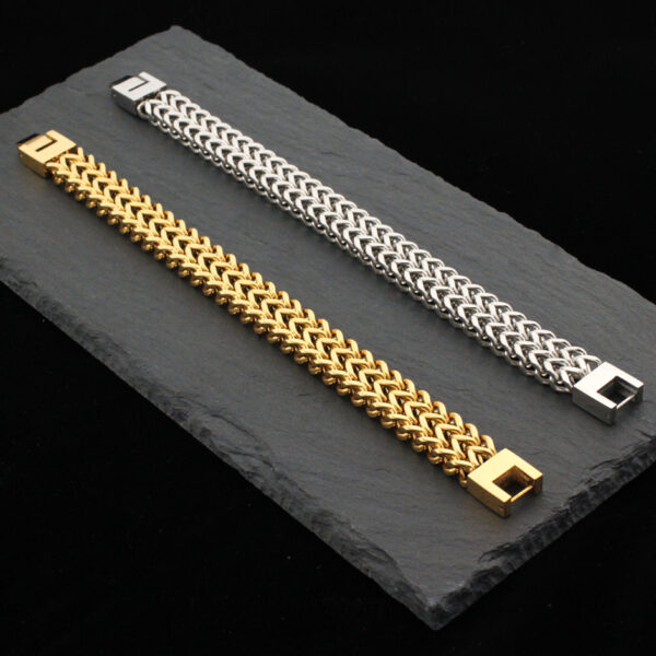 Stainless Steel Bracelet Retro Double Titanium Steel Cuban Link Chain - Image 4