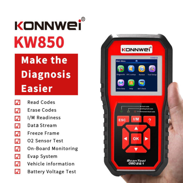 KW850 OBD2 CAN BUS Code Reader car engine fault code detector scanner - Image 2