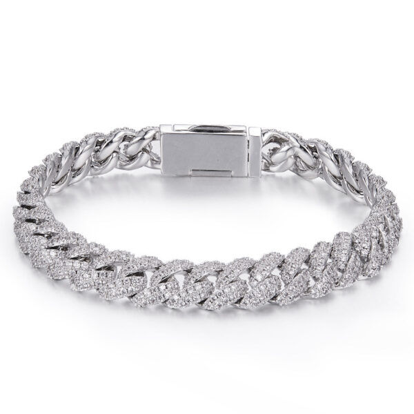 Silver Cuban Bracelet Or Necklace With Moissanite Diamonds - Image 2