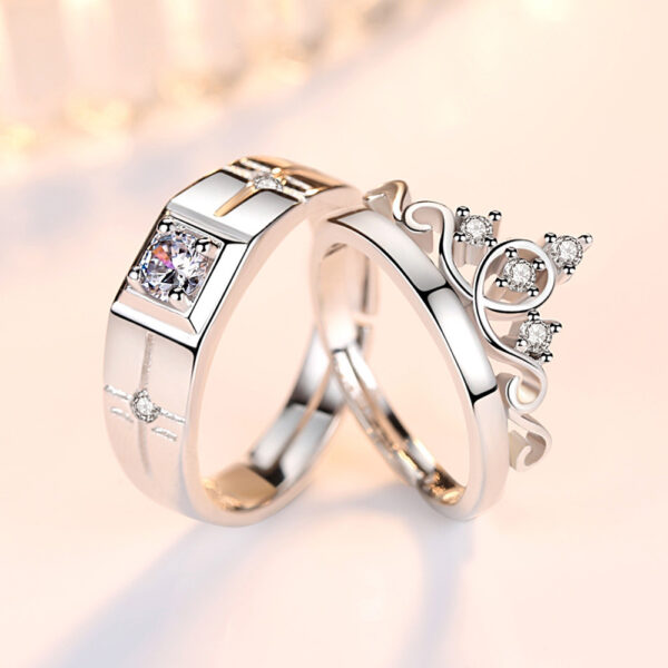 Crown Men's And Women's Diamond Couple Ring - Image 7