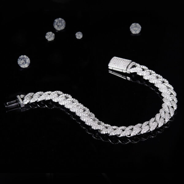 Silver Cuban Bracelet Or Necklace With Moissanite Diamonds - Image 3
