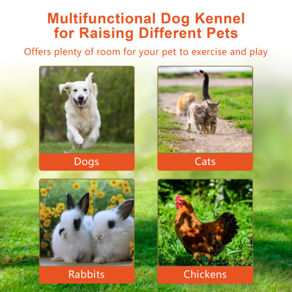 Large Kennel Outdoor Pet Pen Dog Running Pen Animal House Metal Chicken Coop Fence With Roof Cover - Image 9