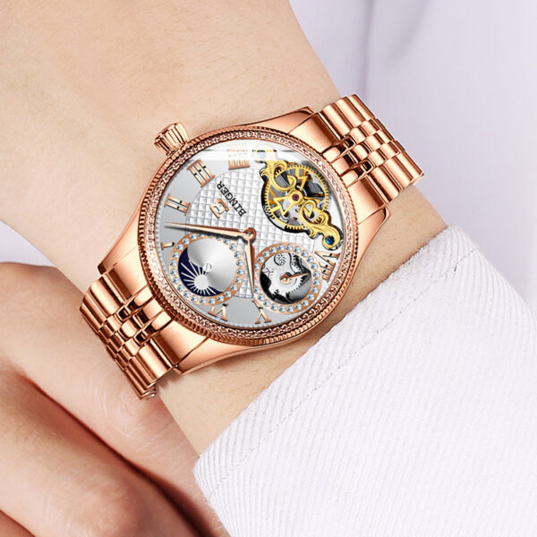 Men's Automatic Mechanical Skeleton Waterproof Stainless Steel Watch - Image 2