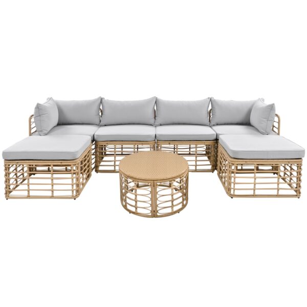 GO 7 Pieces Outdoor Patio Furniture, All-Weather Rattan Sectional Sofa Set With Thick Cushions And P - Image 6