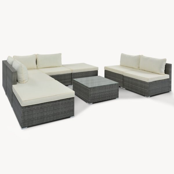 8-Pc Outdoor Patio Furniture Set, Garden Wicker Sofa, Single Sofa Combinable - Image 7