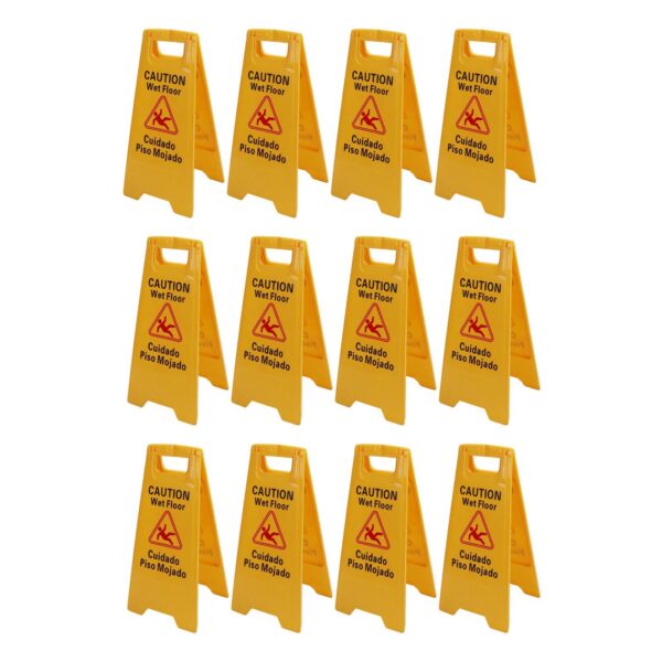 12Pcs Wet Floor Sign Foldable A Frame Caution Floor Sign Plastic 2 Sided for Indoor Outdoor - Image 3