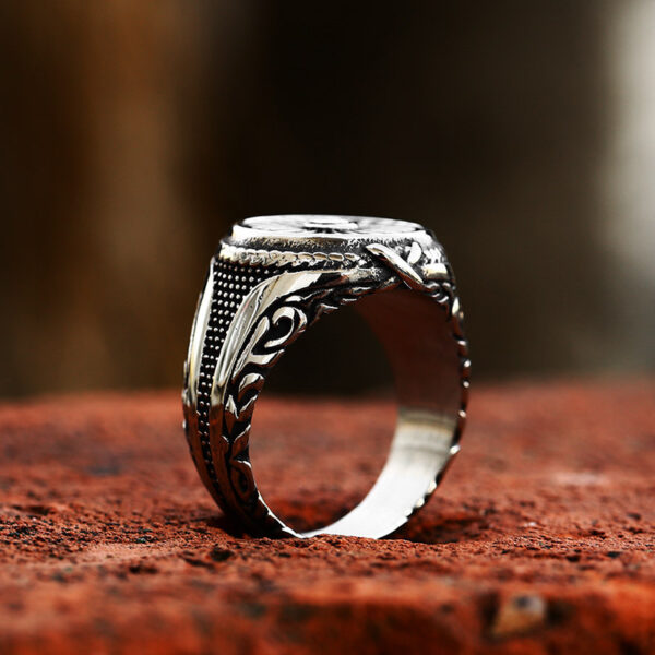 Steel Warrior European And American Retro Biker's Style Titanium Steel Ring - Image 6