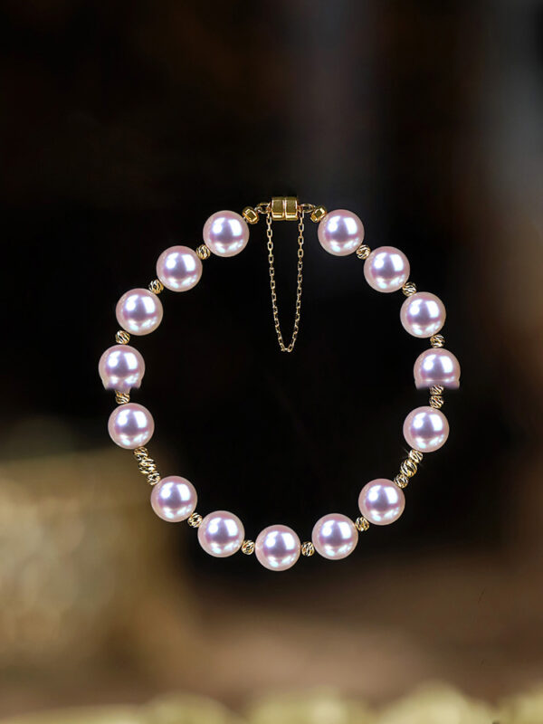 Blue Rose Laser 18K Gold Pearl Bracelet - Image 3