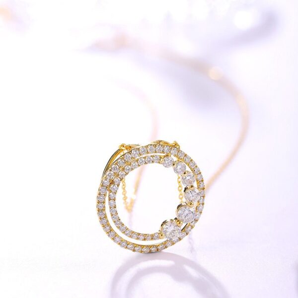 18K Gold Rose Gold Diamond Necklace Round - Image 3