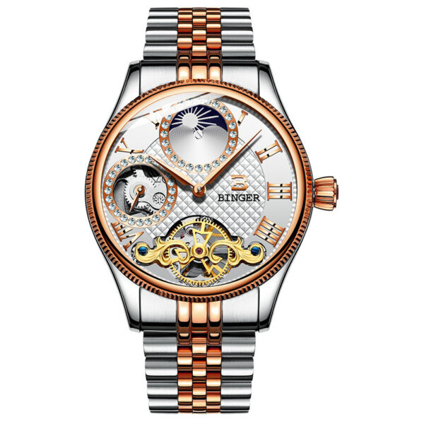 Men's Automatic Mechanical Skeleton Waterproof Stainless Steel Watch - Image 7