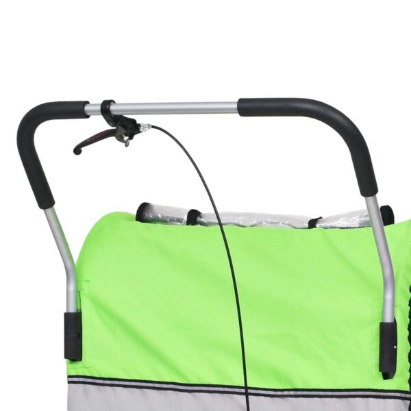 vidaXL 2-in-1 Bike Trailer & Stroller Green and Grey - Image 7