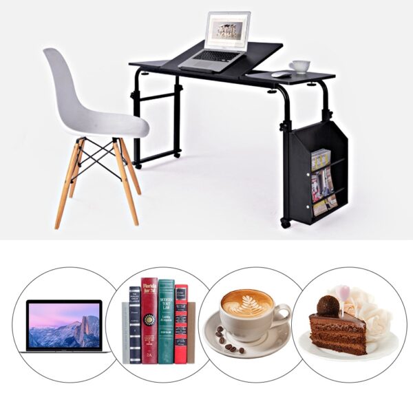 Adjustable Laptop Cart Mobile Computer Desk Overbed Writing Table with Wheels 02# - Image 10