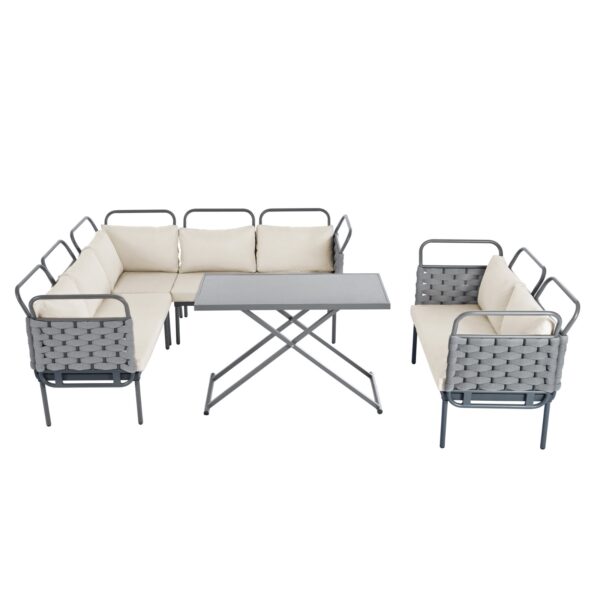 TOPMAX 5-Piece Modern Patio Sectional Sofa Set Outdoor Woven Rope Furniture Set With Glass Table And - Image 7