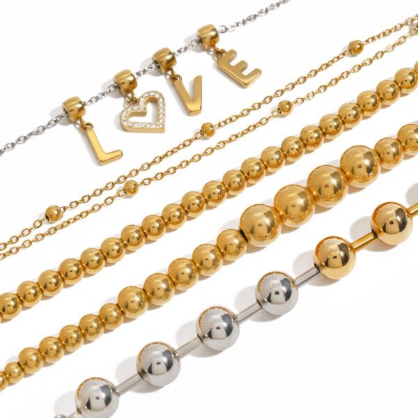 European And American Stainless Steel Beaded Bracelet High Sense Color Matching Letters