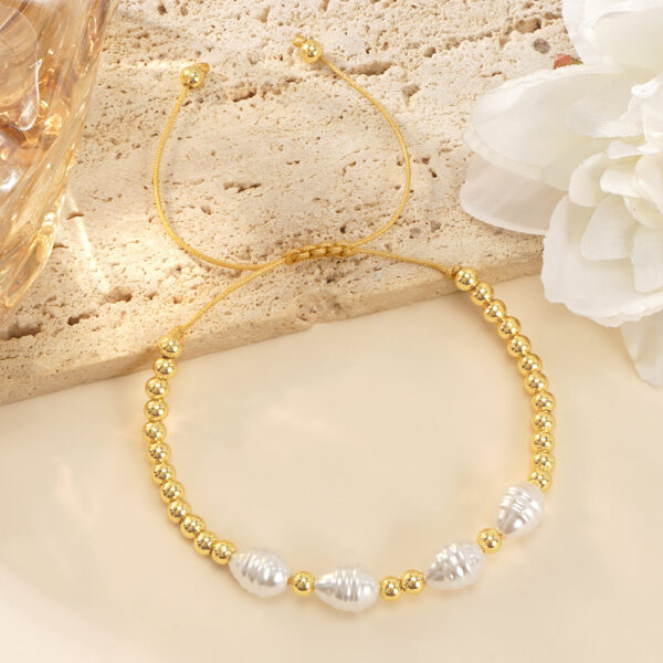 White Thread Diamond Pearl Bracelet - Image 6