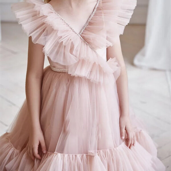 Fairy Skirt Girl Powder Blue Dress Skirt Show Dress Small Train - Image 5