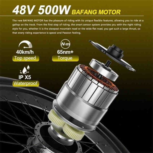 Red 500W Electric Ebike - 27.5 Inch Electric Mountain Bicycle 48V 27 Speed - Bafang Motor - Image 6
