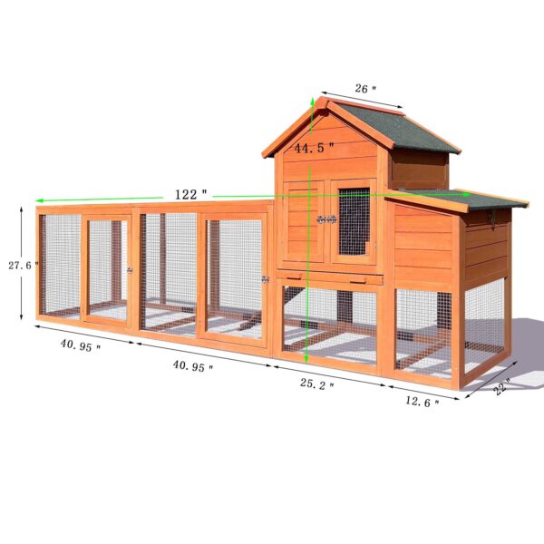Wooden Chicken Coop Outdoor Hen House With Nest Box Wire Fence Poultry Cage - Image 10