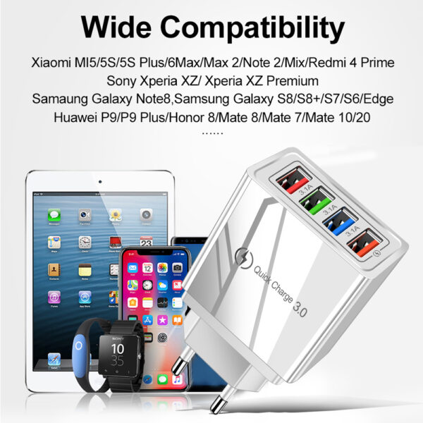 USB Charger Quick Charge 3.0 4 Phone Adapter For Tablet Portable Wall Mobile Charger Fast Charger - Image 2