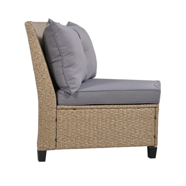 U Style 6-Person Fan-Shaped Rattan Set With Cushions   Table - Image 5