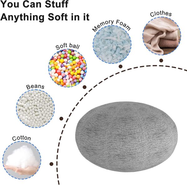 Bean Bag Chair Coverit Was Only A Cover, Not A Full Bean Bag Chair Cushion, Big Round Soft Fluffy PV Velvet Sofa Bed Cover, Living Room Furniture, Lazy Sofa Bed Cover,6ft Light Grey - Image 2