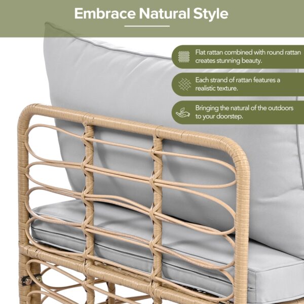GO 7 Pieces Outdoor Patio Furniture, All-Weather Rattan Sectional Sofa Set With Thick Cushions And P - Image 4