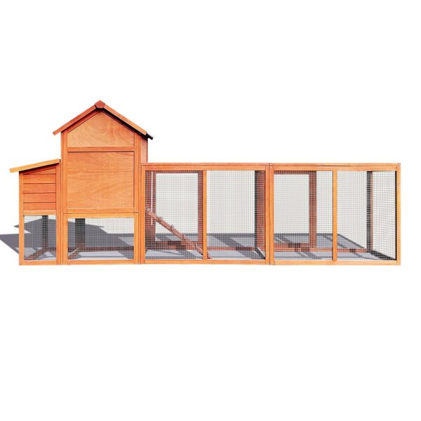 Wooden Chicken Coop Outdoor Hen House With Nest Box Wire Fence Poultry Cage - Image 6