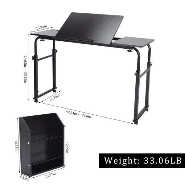 Adjustable Laptop Cart Mobile Computer Desk Overbed Writing Table with Wheels 02# - Image 4