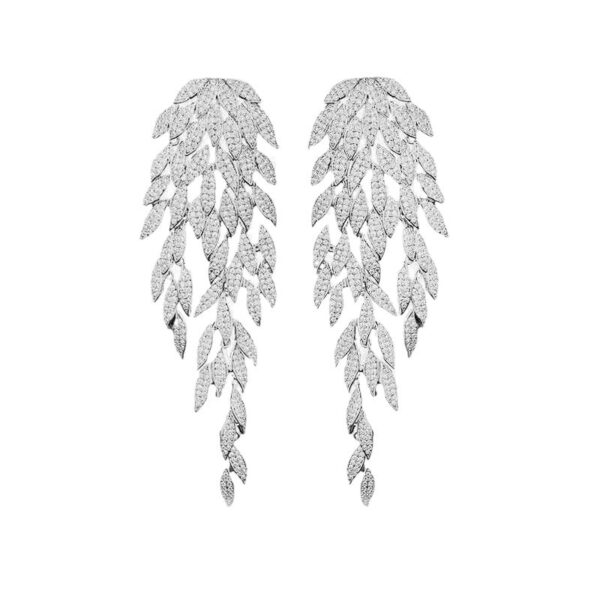 Autumn And Winter Light Luxury Leaves Tassel Long Earrings - Image 6