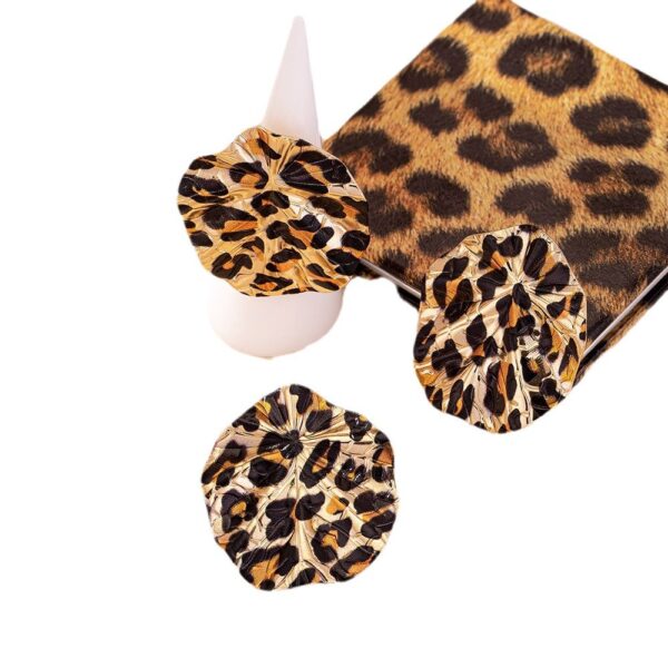 Vintage Geometric Leopard Print Circle Disc Fashion Design Ear Studs Ring Suit - Image 2