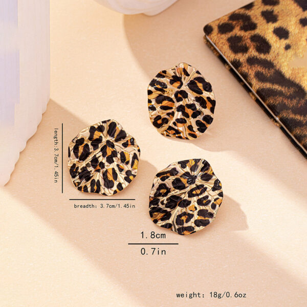 Vintage Geometric Leopard Print Circle Disc Fashion Design Ear Studs Ring Suit - Image 5