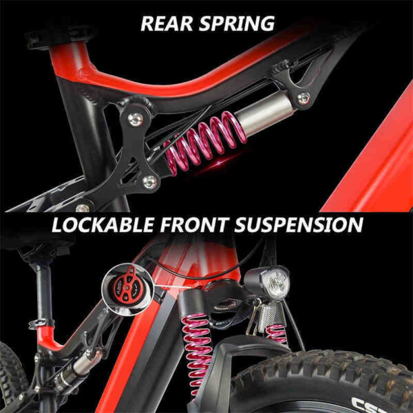 Red 500W Electric Ebike - 27.5 Inch Electric Mountain Bicycle 48V 27 Speed - Bafang Motor - Image 8