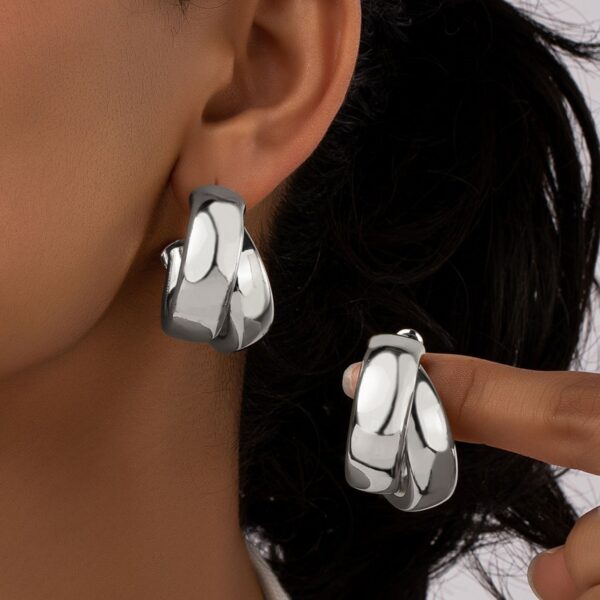 Europe And America Cross Border Advanced Design Personality Round Ring Earrings - Image 6