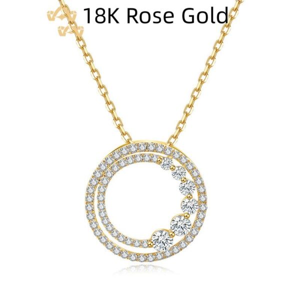 18K Gold Rose Gold Diamond Necklace Round - Image 2