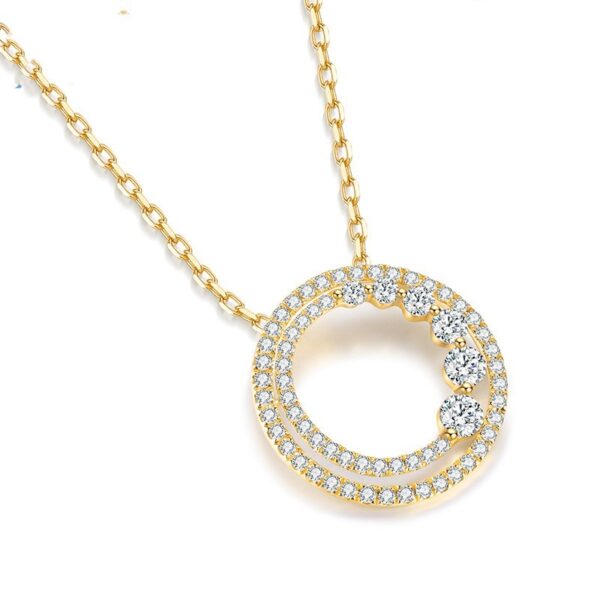 18K Gold Rose Gold Diamond Necklace Round - Image 9