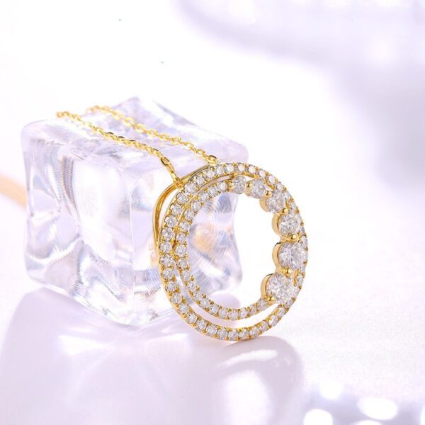 18K Gold Rose Gold Diamond Necklace Round - Image 4