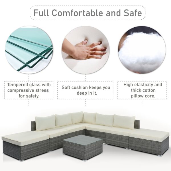 8-Pc Outdoor Patio Furniture Set, Garden Wicker Sofa, Single Sofa Combinable - Image 3