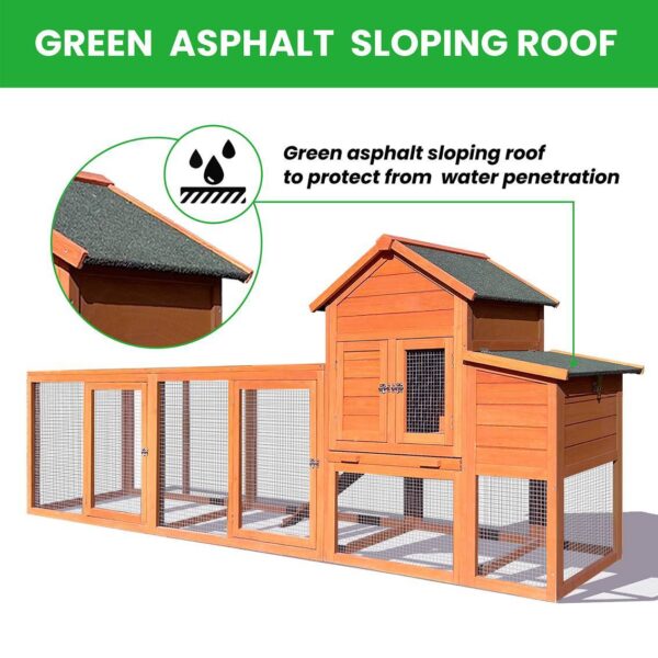 Wooden Chicken Coop Outdoor Hen House With Nest Box Wire Fence Poultry Cage - Image 5