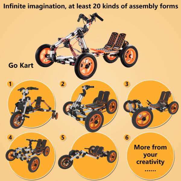 High-strength Material Electric Innovative Go-kart, More Than 20 Assembly Methods, Suitable For Outdoor Sports, Parent-child Interaction - Image 2