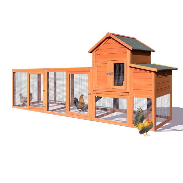 Wooden Chicken Coop Outdoor Hen House With Nest Box Wire Fence Poultry Cage - Image 4