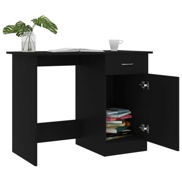 vidaXL Desk Black 39.4"x19.7"x29.9" Engineered Wood