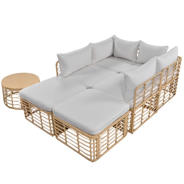GO 7 Pieces Outdoor Patio Furniture, All-Weather Rattan Sectional Sofa Set With Thick Cushions And P - Image 9