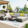 8-Pc Outdoor Patio Furniture Set, Garden Wicker Sofa, Single Sofa Combinable