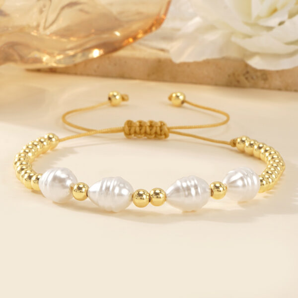 White Thread Diamond Pearl Bracelet - Image 3
