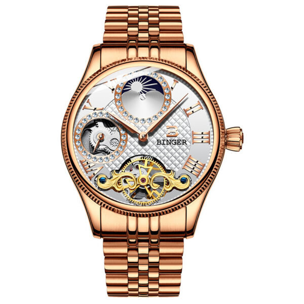 Men's Automatic Mechanical Skeleton Waterproof Stainless Steel Watch - Image 8