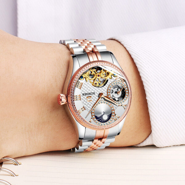 Men's Automatic Mechanical Skeleton Waterproof Stainless Steel Watch - Image 4