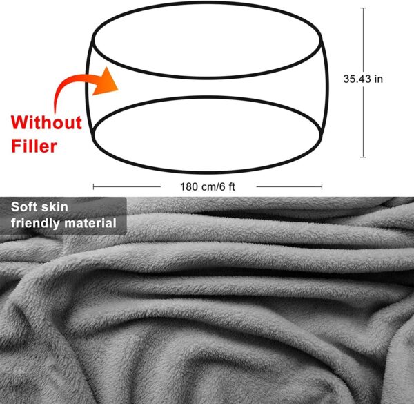 Bean Bag Chair Coverit Was Only A Cover, Not A Full Bean Bag Chair Cushion, Big Round Soft Fluffy PV Velvet Sofa Bed Cover, Living Room Furniture, Lazy Sofa Bed Cover,6ft Light Grey - Image 5