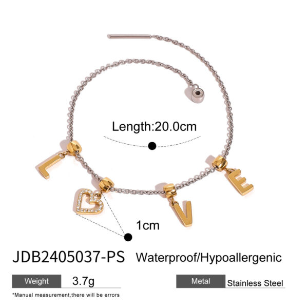 European And American Stainless Steel Beaded Bracelet High Sense Color Matching Letters - Image 2