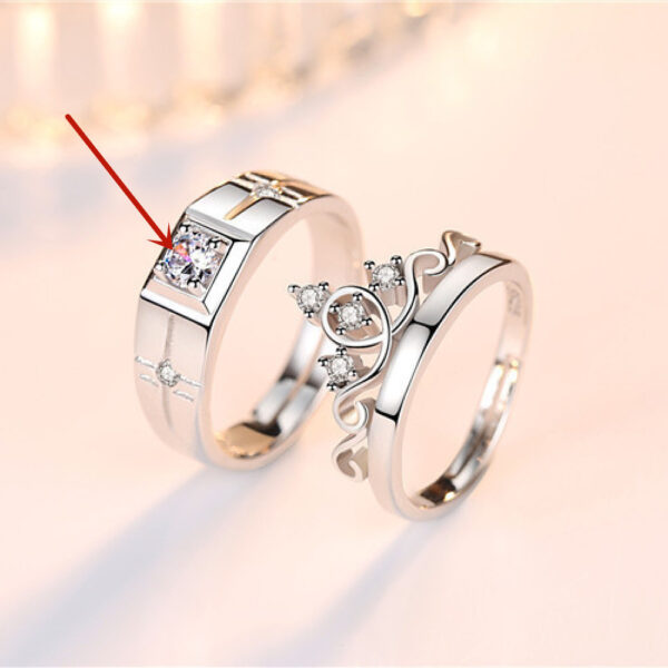 Crown Men's And Women's Diamond Couple Ring - Image 4