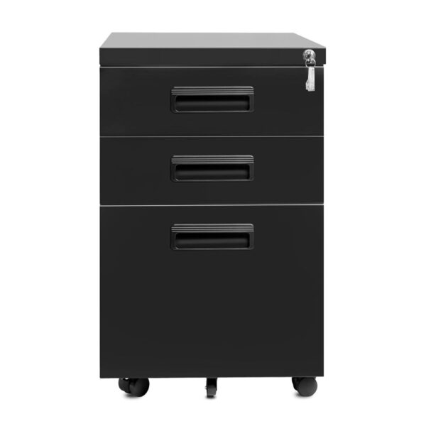 3-Drawer Mobile File Cabinet with Keys, 15.4 - Image 3